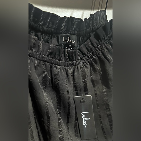 NWT Lulu's Black Peplum Spaghetti Strap Satin Ruffle Camisole Whimsical Boho Med - Picture 5 of 10